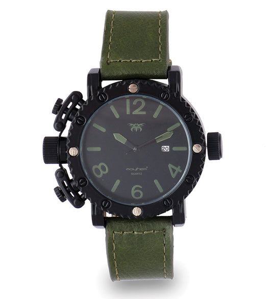 Mayhem Analog Watch  - For Men  / Green Strap / Black Dial (MAY-W-057)