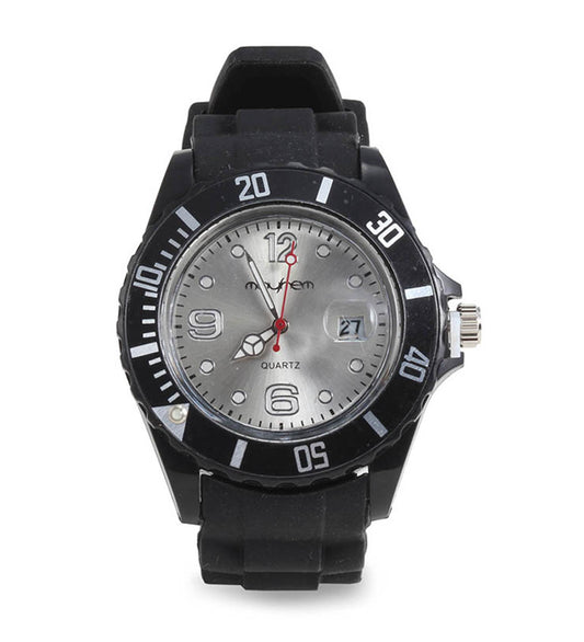 Mayhem Analog Watch  - For Men / Black Strap / White Dial (MAY-W-067WHITE)